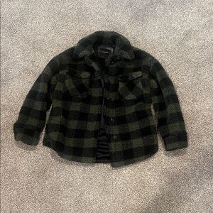 Lucky Brand Black and Green Plaid Women's Jacket